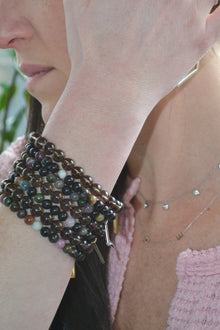 Friendship and Family 14K Plate 6mm Tourmaline Stretch Bracelet