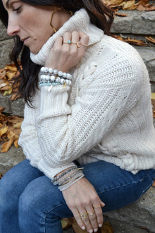 Tranquil Mind and Serenity 14K Gold Plate 12mm Polished Howlite Stretch Bracelet