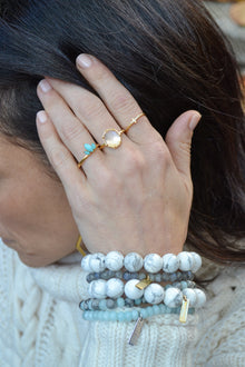 Ecclesiastes Collection 14K Gold Plate Sterling Silver Triple Marquise Amazonite Ring