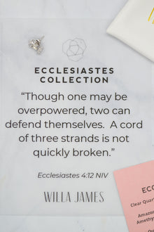 Ecclesiastes Collection White Rhodium Plate Sterling Silver Triple Marquise Clear Quartz Stud Earrings