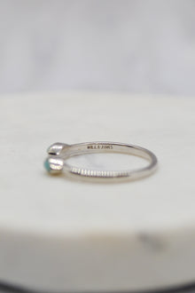 Isaiah Collection White Rhodium Plate Open Shank Double Marquise Amazonite Stack Ring