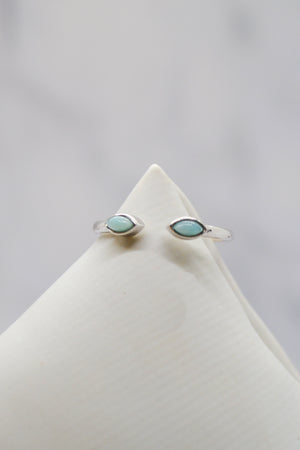 Isaiah Collection White Rhodium Plate Open Shank Double Marquise Amazonite Stack Ring