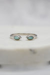 Isaiah Collection White Rhodium Plate Open Shank Double Marquise Amazonite Stack Ring