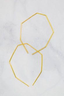 James Collection 14K Gold Plate Heptagon Wire Threader Earrings