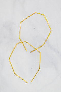 James Collection 14K Gold Plate Heptagon Wire Threader Earrings