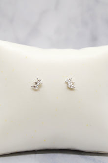 Ecclesiastes Collection White Rhodium Plate Sterling Silver Triple Marquise Clear Quartz Stud Earrings