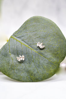 Ecclesiastes Collection White Rhodium Plate Sterling Silver Triple Marquise Clear Quartz Stud Earrings