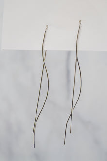 James Collection White Rhodium Plate Wavy Wire Threader Earrings