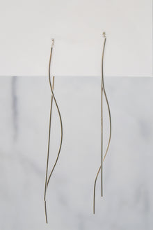 James Collection White Rhodium Plate Wavy Wire Threader Earrings