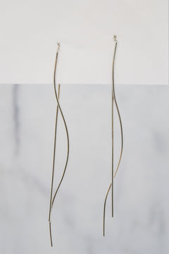 James Collection White Rhodium Plate Wavy Wire Threader Earrings