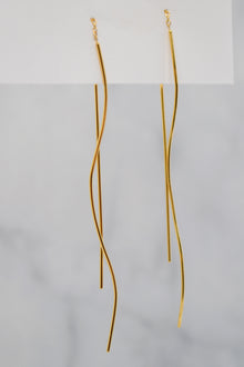 James Collection 14K Gold Plate Wavy Threader Bar Earrings