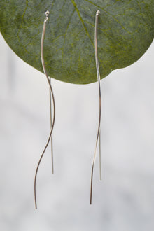 James Collection White Rhodium Plate Wavy Wire Threader Earrings