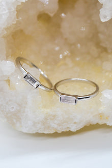 Matthew Collection White Rhodium Plate Petite East/West Rose Quartz Baguette Stack Ring