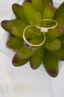 Matthew Collection 14K Gold Plate Petite East/West Amethyst Baguette Stack Ring