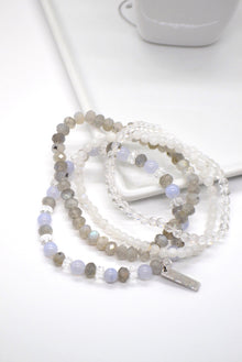 Grief and Comfort White Rhodium Plate Multi-Gem Bracelet Set