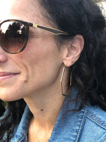 Corinthians Collection 14K Gold Plate Bold 2.5” 7-Sided Hoop Earrings