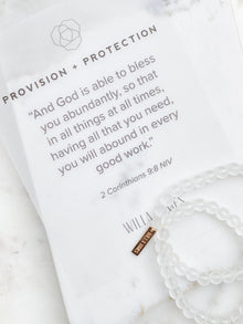 Provision and Protection White Rhodium Plate Clear Quartz Round Matte Amplify Stretch Bracelet